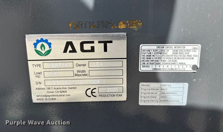 image for item DU1382 2025 AGT YSRT14 compact utility loader