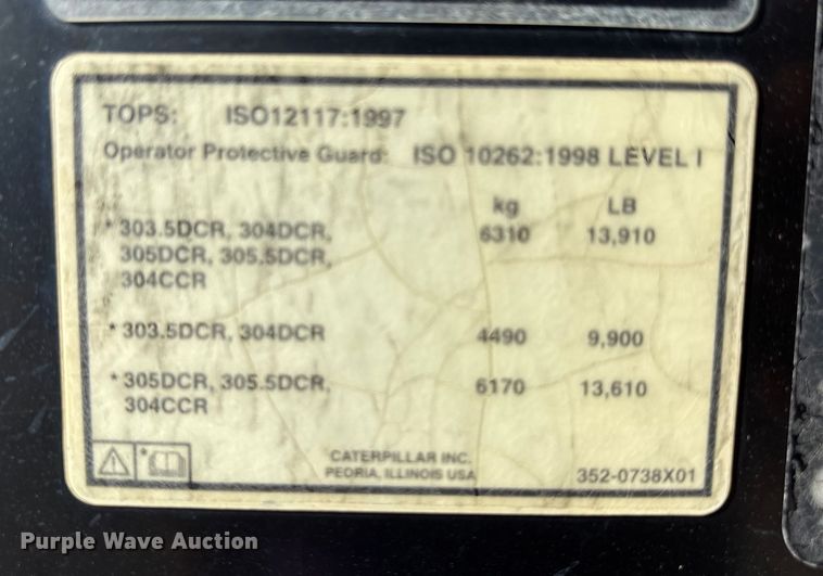 image for item DU1422 2011 Caterpillar 304D CR mini excavator