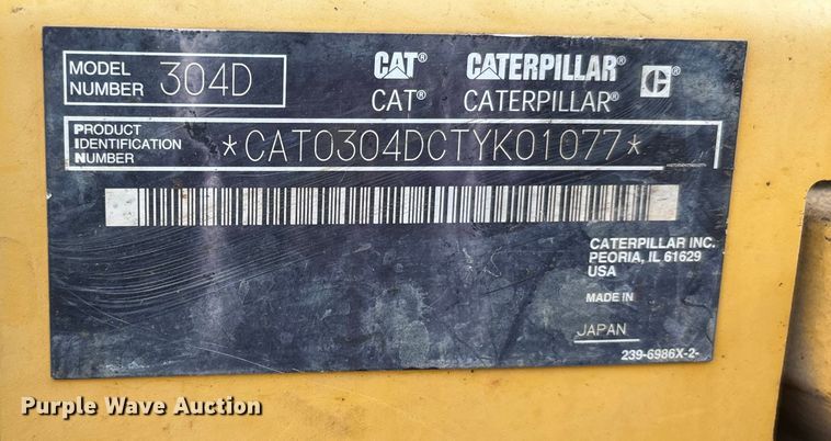 image for item DU1422 2011 Caterpillar 304D CR mini excavator