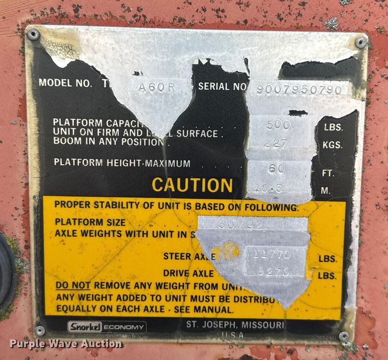 image for item DU3515 Ahern Snorkelift A60R boom lift