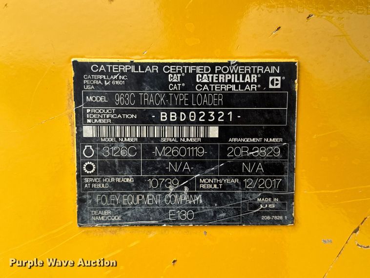 image for item DU3537 2005 Caterpillar 963C track loader