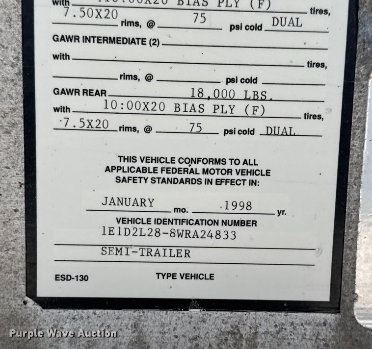 image for item DU3538 1998 East end dump trailer