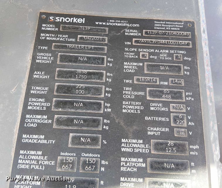 image for item DU3552 Snorkel TL39 boom lift