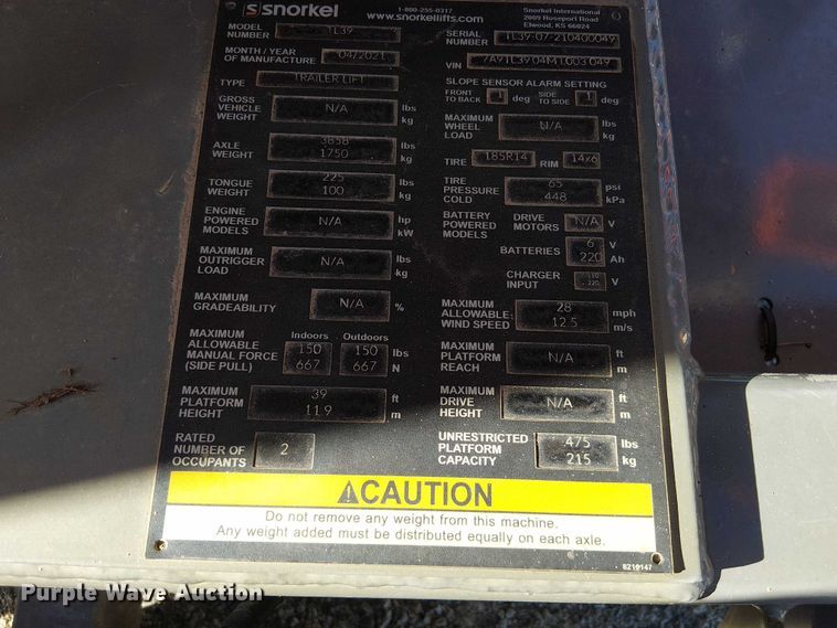 image for item DU3552 Snorkel TL39 boom lift