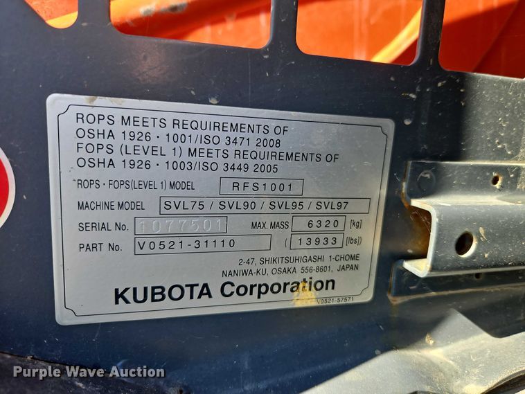 image for item DU3570 2022 Kubota SVL75-2 tracked skid steer loader