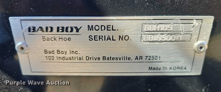 image for item DU3576 Bad Boy BBH105 backhoe attachment