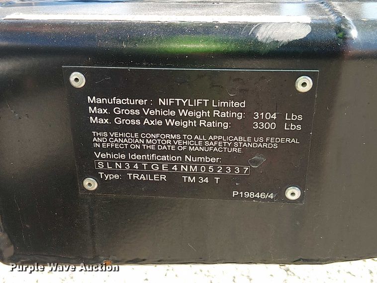 image for item DU3584 2022 Nifty TM34TGE MK1B boom lift