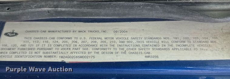 image for item DW4259 2005 Mack CV513 ready mix truck