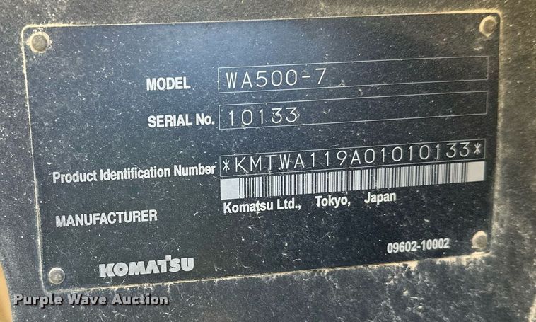 image for item DW4267 2012 Komatsu WA500-7 wheel loader