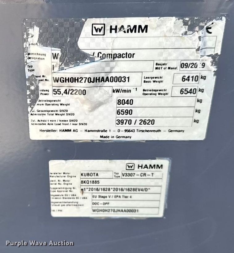 image for item DY8236 2019 Hamm H7I  single drum vibratory roller