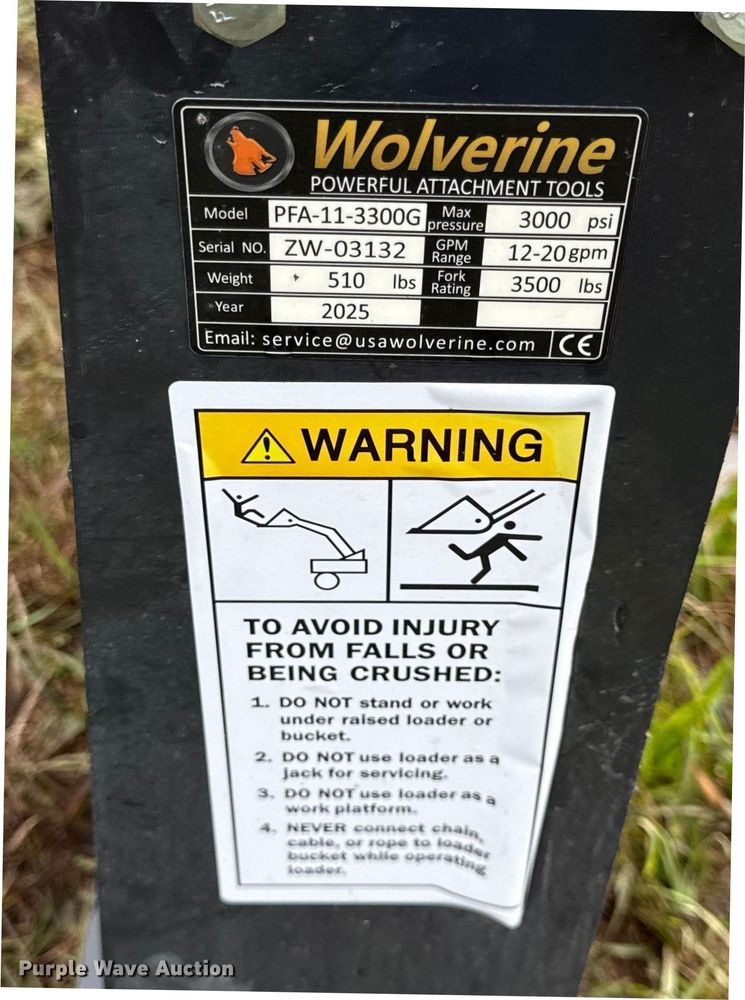 image for item DY8260 2025 Wolverine PFA-11-3300G skid steer forks