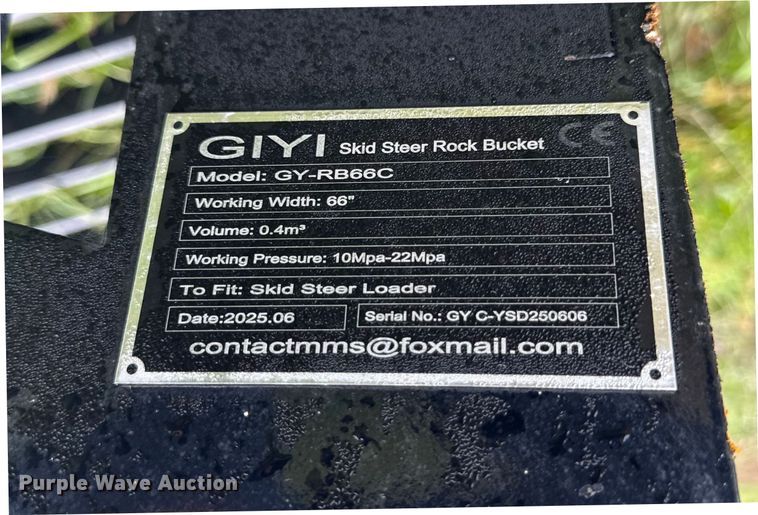 image for item DY8261 2025 GIYI GY-RB66C skid steer rock bucket