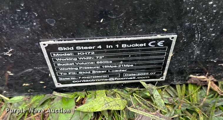 image for item DY8268 2025 GIYI KH72 4-in-1 skid steer bucket