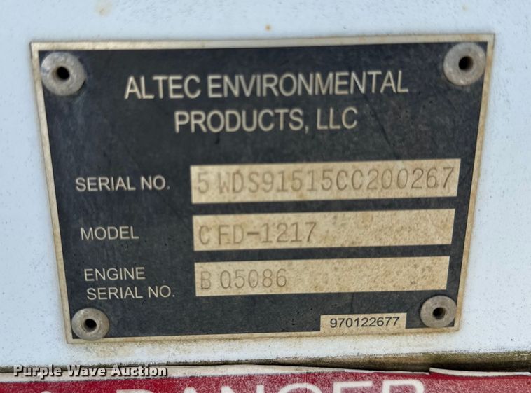 image for item DY8290 2012 Altec CFD-1217 wood chipper