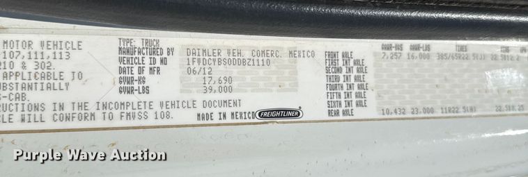 image for item DY8293 2013 Freightliner Business Class M2 digger derrick truck