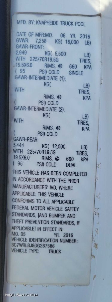 image for item DZ6730 2016 RAM 4500 dump truck