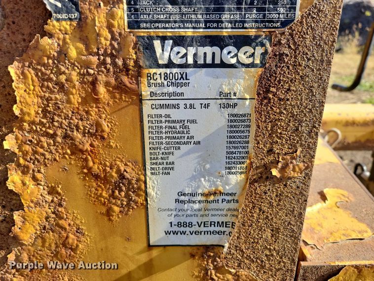 image for item EA2638 2017 Vermeer BC1800XL wood chipper