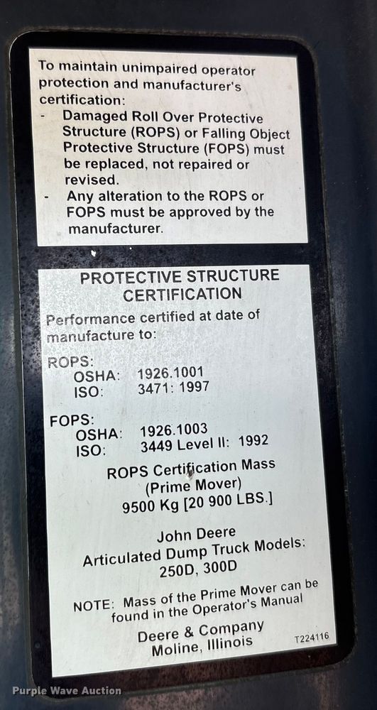 image for item EA7553 2007 John Deere 300D articulated haul truck