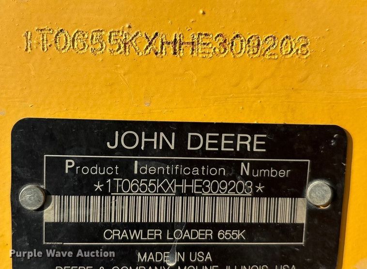 image for item EA7565 2017 John Deere 655K track loader
