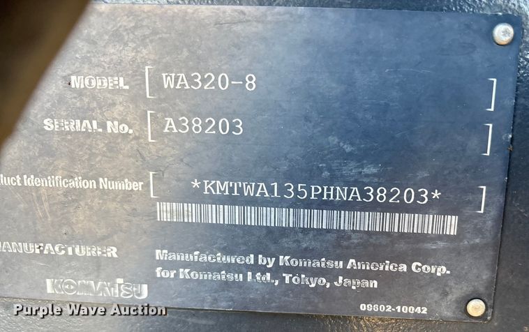 image for item EA7566 2017 Komatsu WA320-8 wheel loader