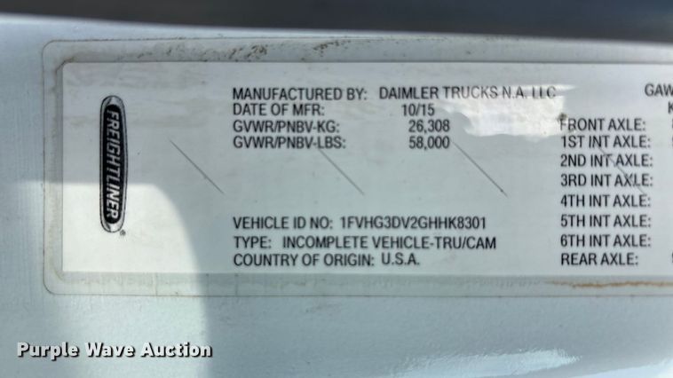 image for item EA7570 2016 Freightliner 114SD crane truck