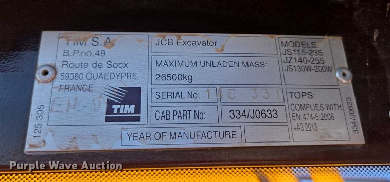 image for item EB1061 2014 JCB JS145LC excavator