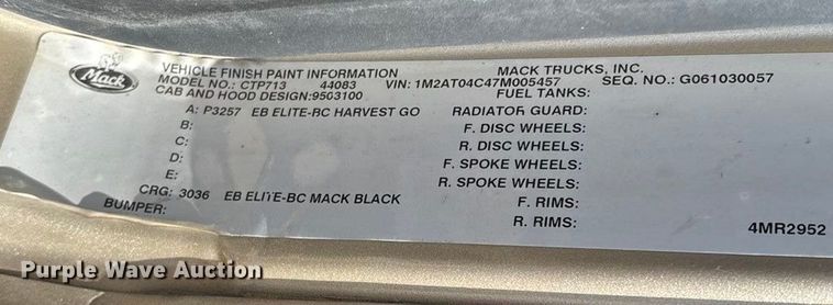 image for item ED2264 2007 Mack CTP dump truck