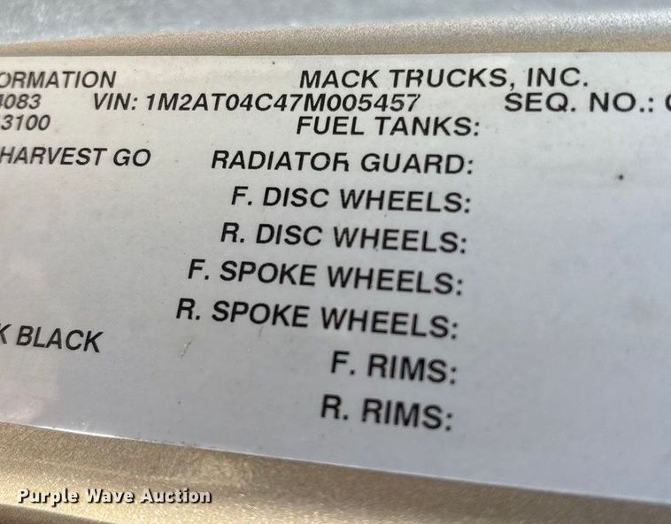 image for item ED2264 2007 Mack CTP dump truck