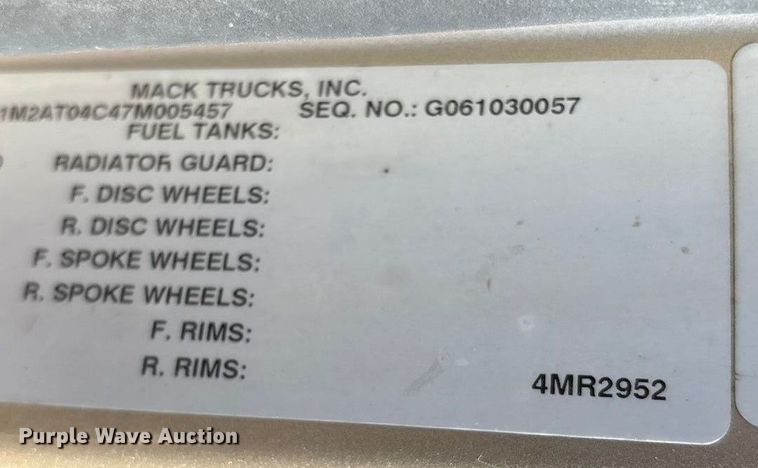 image for item ED2264 2007 Mack CTP dump truck