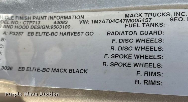 image for item ED2264 2007 Mack CTP dump truck