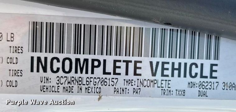 image for item ED2265 2015 RAM 5500 bucket truck