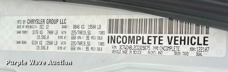 image for item ED2266 2012 Dodge Ram 5500 bucket truck