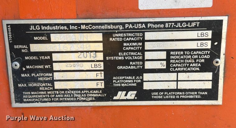 image for item ED5932 2013 JLG 600AJN boom lift