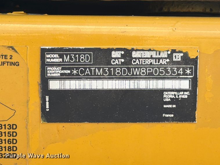 image for item ED5963 2011 Caterpillar M318D wheeled excavator