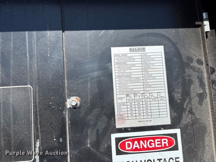 image for item EE4059 2006 Baldor TS250T generator