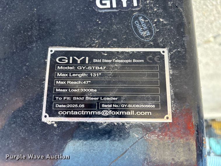 image for item EE4090 2025 GIYI GYSTB47 skid steer jib