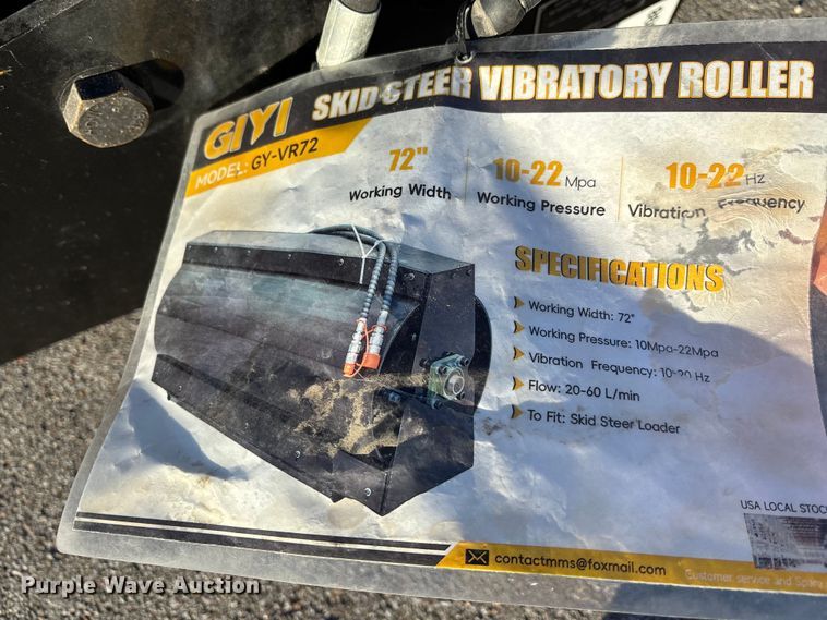 image for item EE4098 2025 GIYI GY-VR72 skid steer vibratory roller