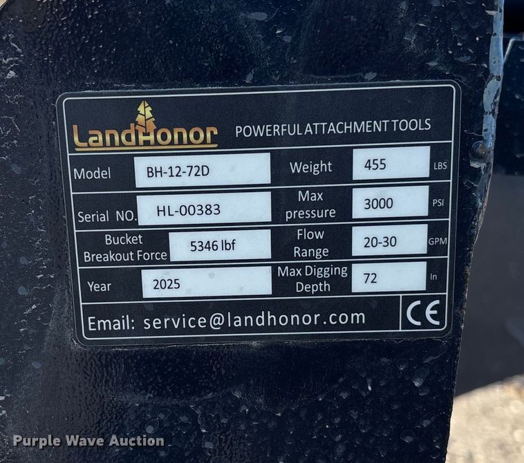 image for item EE4099 2025 Landhonor BH-12-72D skid steer backhoe