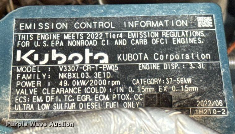 image for item EF2078 2022 Kubota KX080-4 Super Series 2 mini excavator