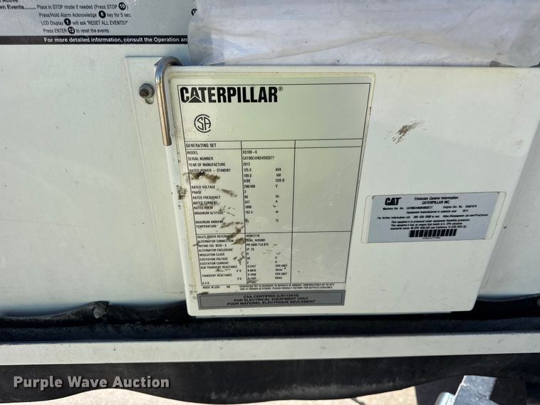 image for item EF2205 2012 Caterpillar XQ100-6 generator