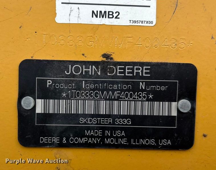 image for item EF6083 2021 John Deere 333G tracked skid steer loader
