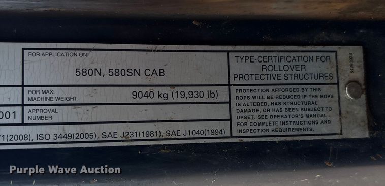 image for item EF6086 2011 Case 580 Super N backhoe