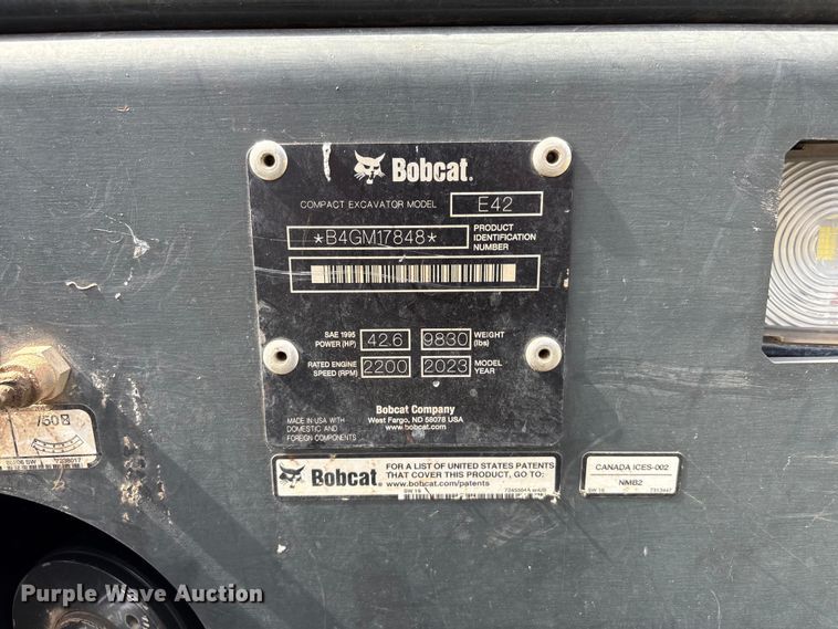image for item EH7515 2023 Bobcat E42 mini excavator