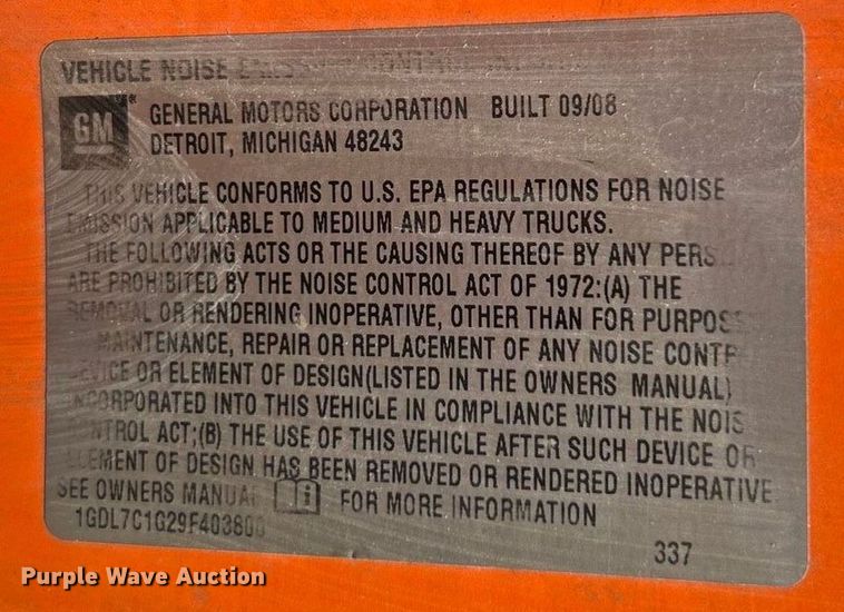 image for item EK8396 2009 GMC C7500 forestry bucket truck