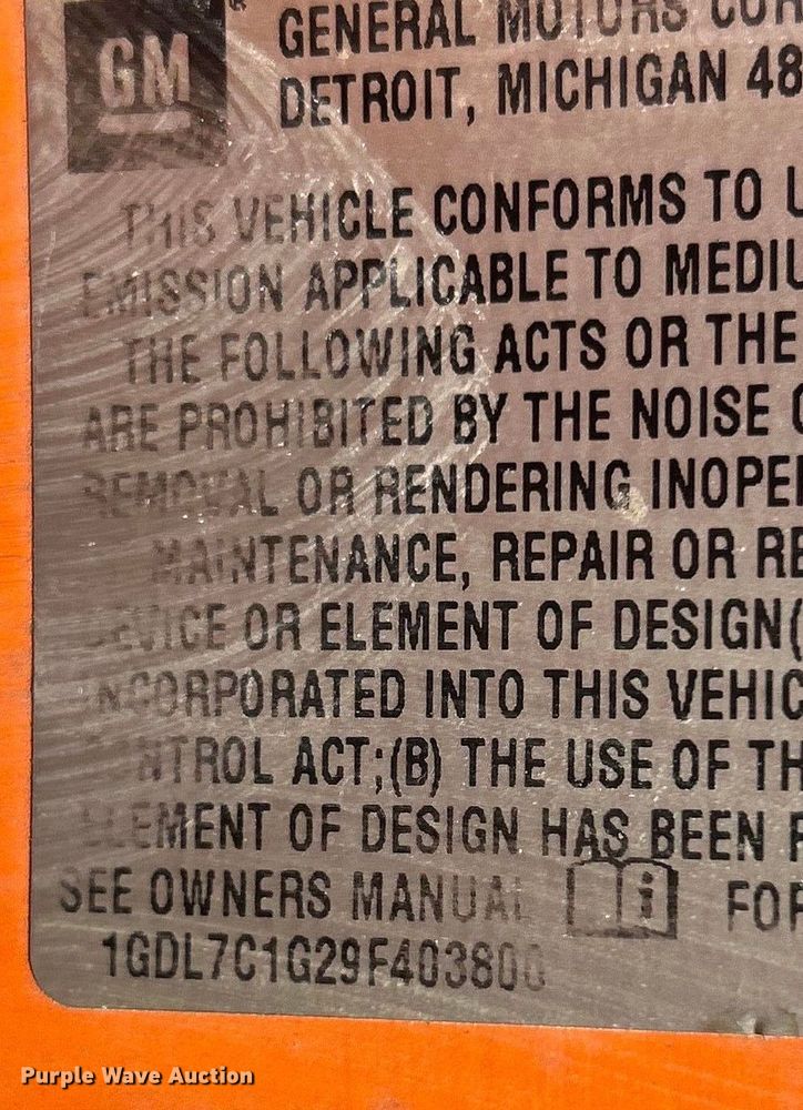 image for item EK8396 2009 GMC C7500 forestry bucket truck