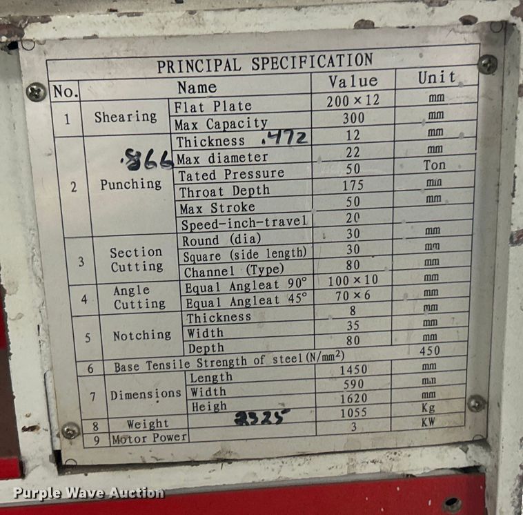 image for item EK8406 Bernado hydraulic iron worker