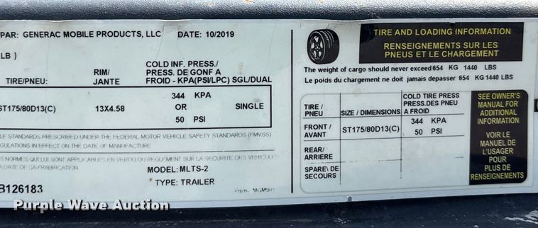 image for item EL6114 2020 Generac MLTS-2 light plant