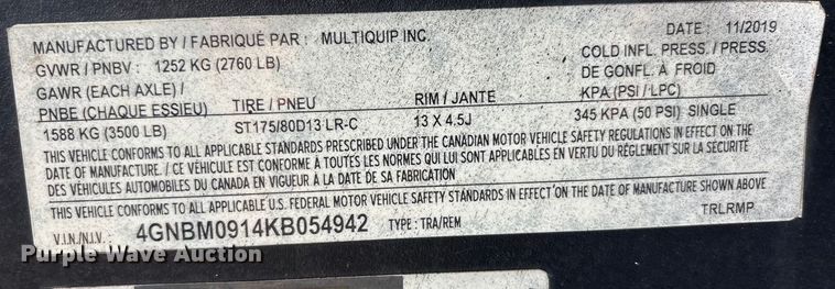 image for item EL6116 2019 Multiquip DLW-400ESA4 welder