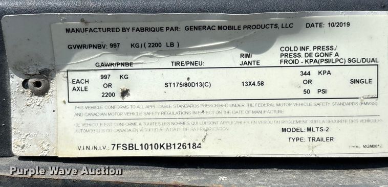 image for item EL6118 2020 Generac MLTS-2 light plant