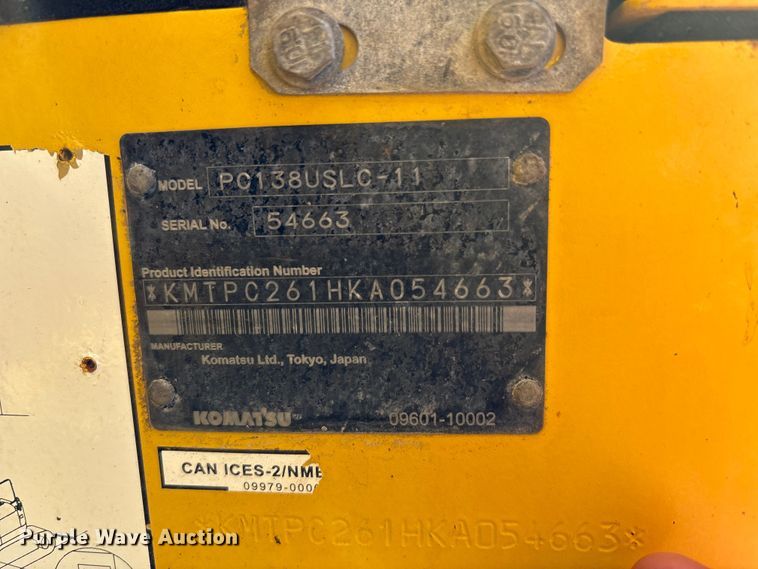 image for item EM6038 2019 Komatsu PC138USLC-11 excavator